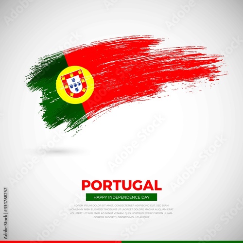 Happy independence day of Portugal country. Creative grunge brush of Portugal flag illustration