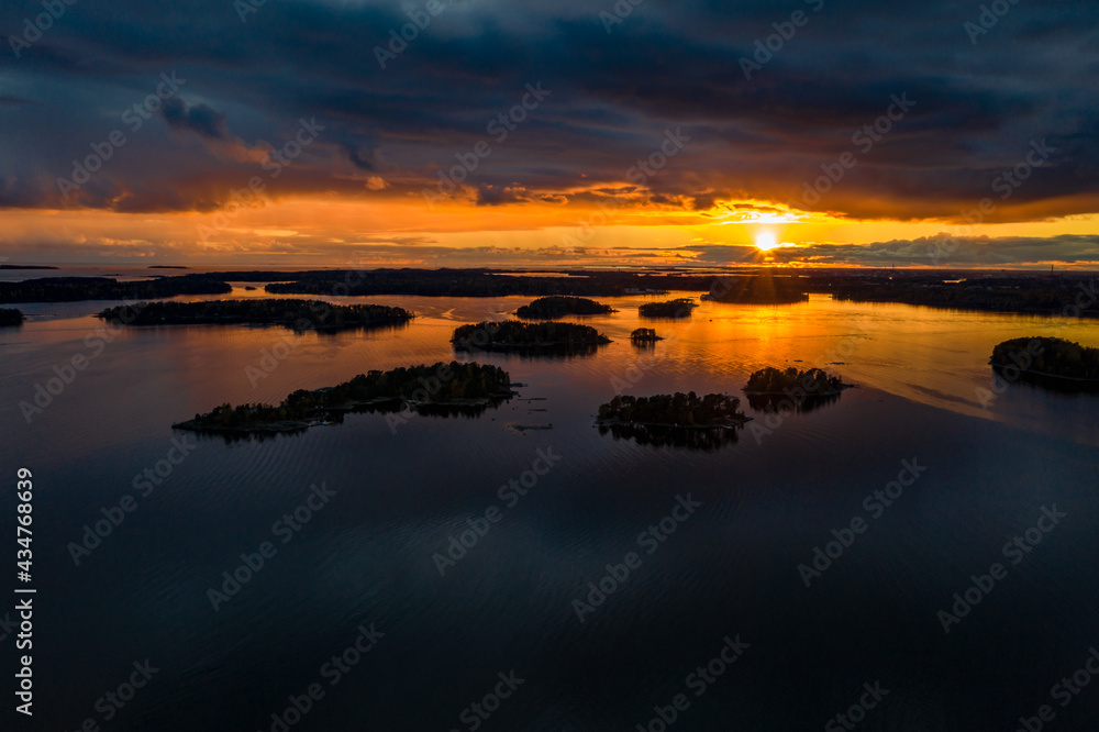 Fototapeta premium sunset over the lake