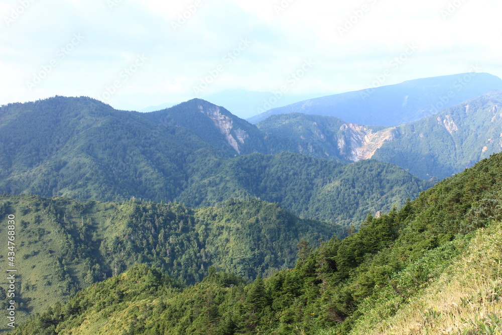 志賀高原の夏。横手山より望む信州の山々。
