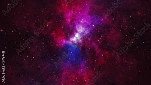 4K 3D Seamless loop outer space animation. Space flight to beautiful dark cloud nebula in deep space. Universe Space Exploration Loop background with Blue Purple Dust Particles Nebula Cloud Concept.