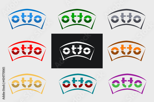 Abstract Initial Letter OTTO Logo. Lettering style with outline emblem logo. Usable for Business Technology Automotive Logos. Flat Vector Logo Design Template Element.