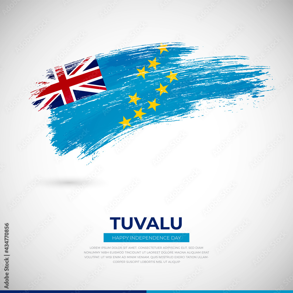 Happy independence day of Tuvalu country. Creative grunge brush of