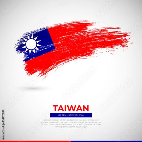 Happy national day of Taiwan country. Creative grunge brush of Taiwan flag illustration
