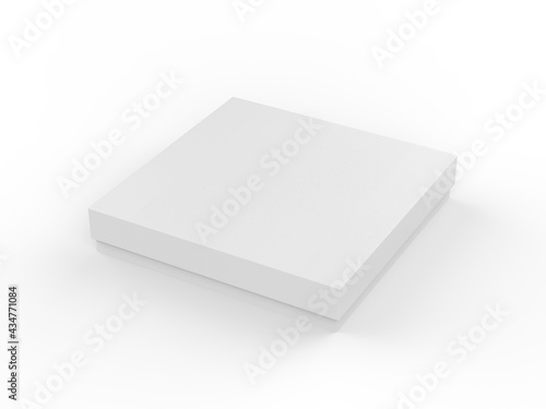White slim square cardboard packaging box mockup, Kraft paper box mock up template on isolated white background, 3d illustration