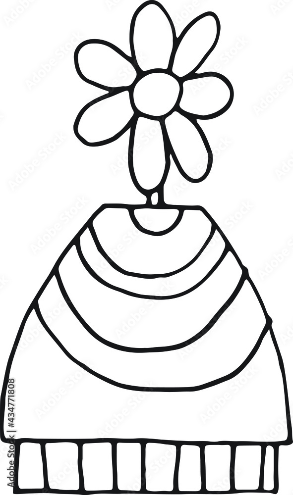 Planta e Vaso em desenho vectorial. Clipart, Icon, simbolo.