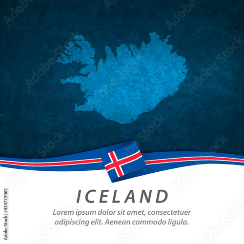 Iceland flag with map