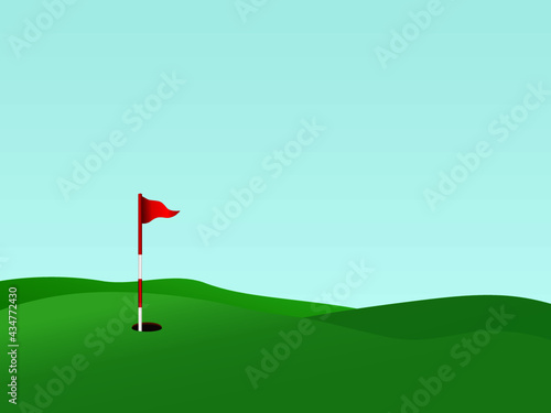 Green golf course Vast field