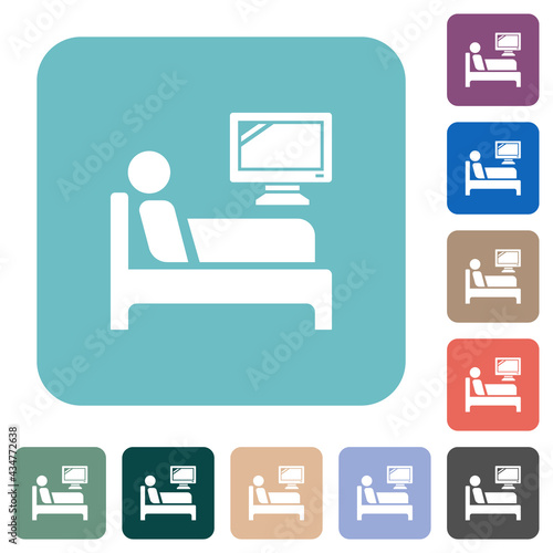 Hospital ward rounded square flat icons