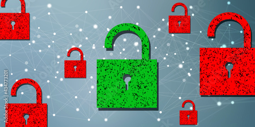 2d illustration Safety concept: Closed Padlock on digital background
