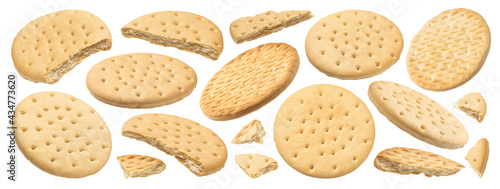 Obraz na płótnie Round crackers isolated on white background with clipping path