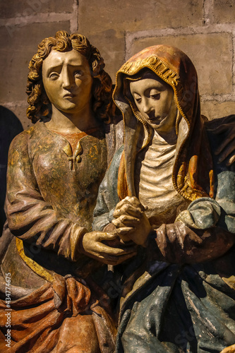Restored 16th-century Entombment group of statues in Notre Dame collegiate church, Poissy, France (detail)