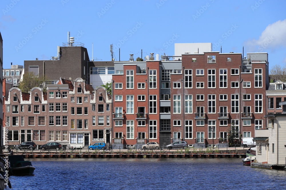 Amsterdam Nieuwe Herengracht Canal View with Modern and Traditional Buildings
