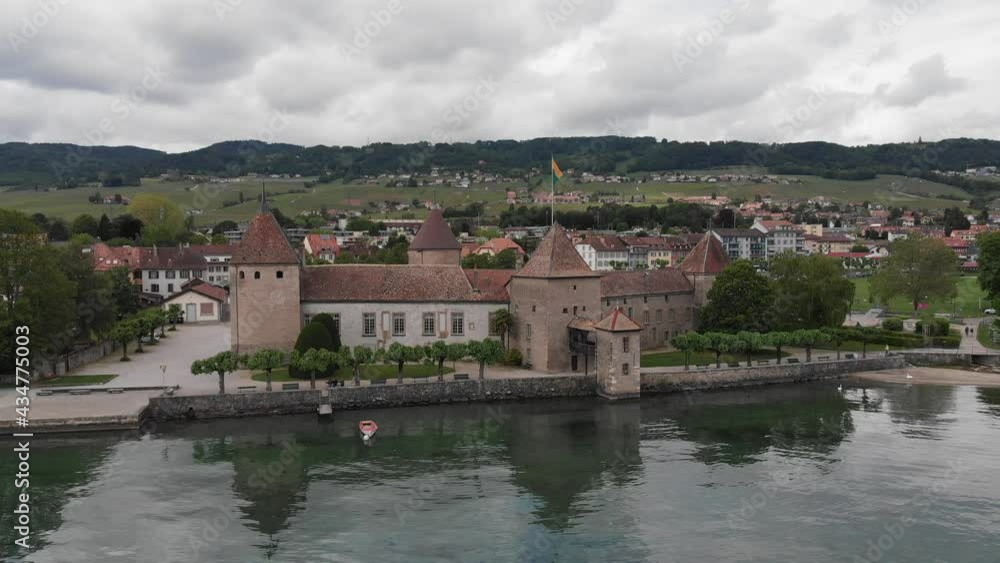 View from Geneva (Leman) Lake on ancient castle of Rolle View from Geneva (Leman) Lake on ancient castle of Rolle