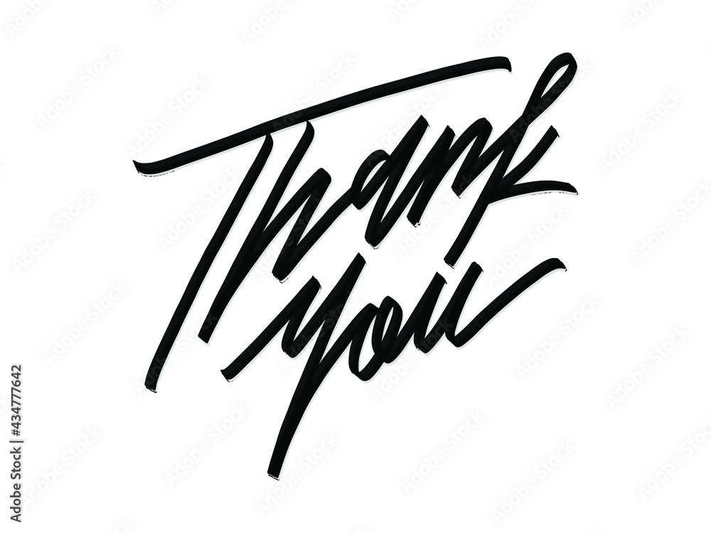 Thank you. Hand written lettering isolated on white background.Vector template for poster, social network, banner, cards. Thank you. Hand written lettering isolated on white background.Vector template for poster, social network, banner, cards.