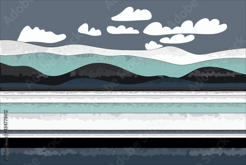 landscape mountain winter night vector background