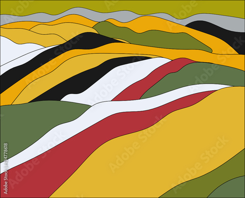 rural landscape green hills vector background