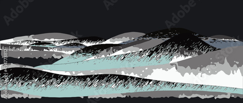 landscape mountain winter night vector background