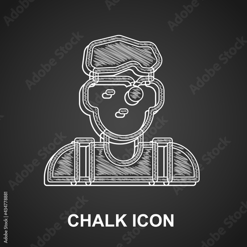 Chalk Jeweler man icon isolated on black background. Vector