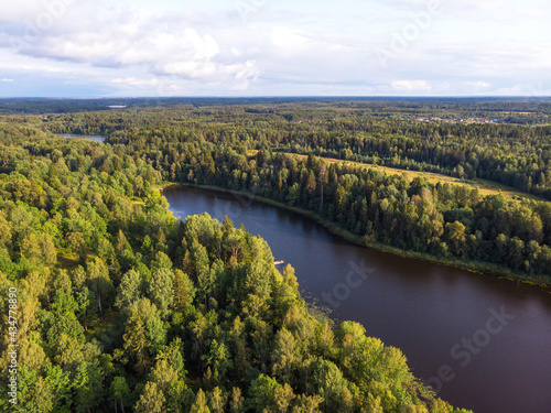 Beautiful panoramic view of Lake Seliger in in Ostashkovsky District of Tver Oblast in Russia.