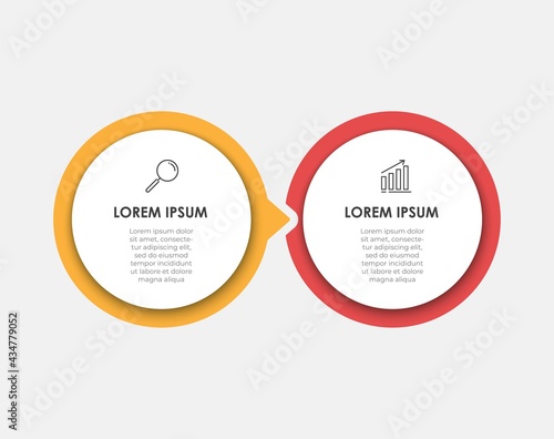 Vector infographic template with icons and 2 options or steps. Infographics for business concept. Can be used for presentations banner, workflow layout, process diagram, flow chart, info graph.