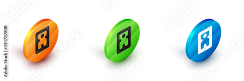 Isometric Hard disk drive HDD icon isolated on white background. Circle button. Vector
