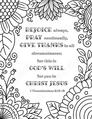 An Adult Coloring Floral Border with a Bible Verse