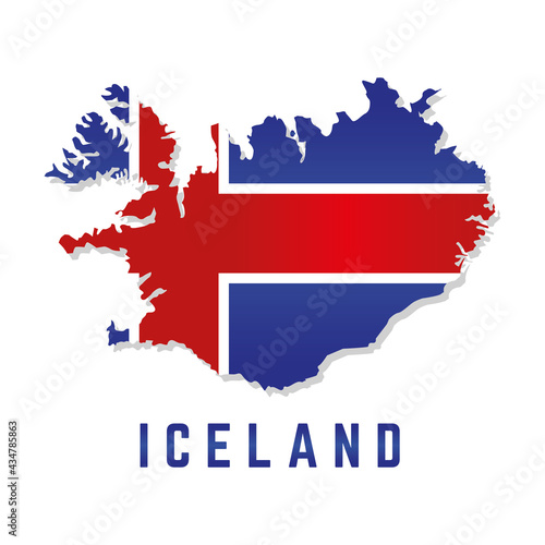 Isolated map with flag of Iceland Vector illustration