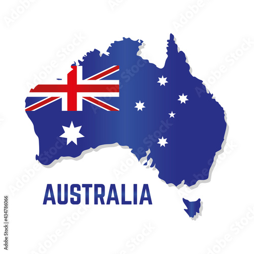 Isolated map with flag of Australia Vector illustration