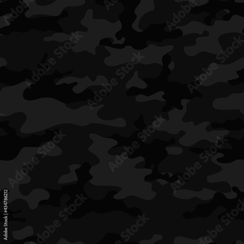 Camouflage black vector night background, stylish pattern for printing. Street template.