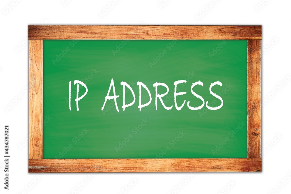IP ADDRESS text written on green school board. IP ADDRESS text written on green school board.