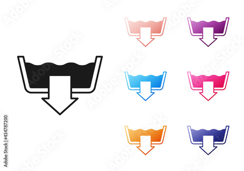 Black Washing modes icon isolated on white background. Temperature wash. Set icons colorful. Vector