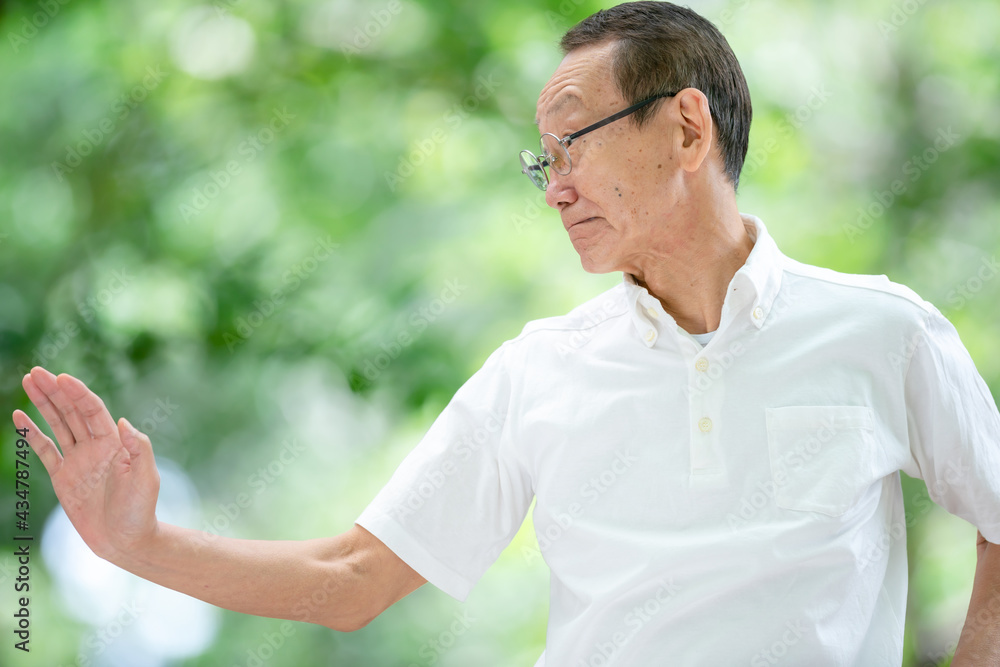 運動・シニア男性・新緑