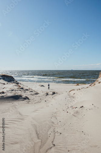 The sandy beach on the Baltic Sea coast near the town of Baltiysk. Baltic Spit