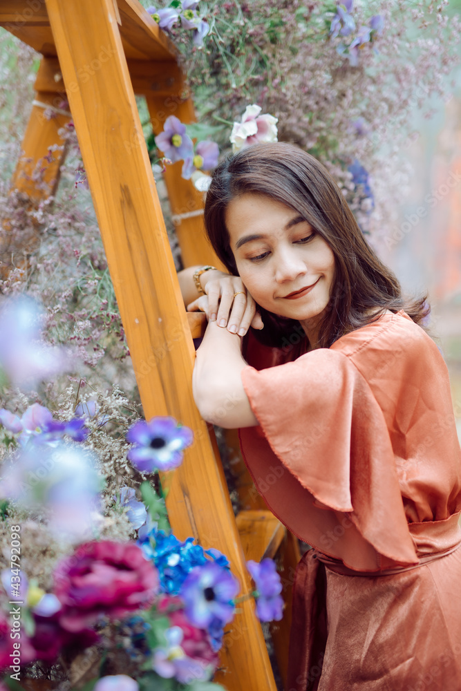 beautiful woman in colorful beautiful flowers. beautiful woman in colorful beautiful flowers.