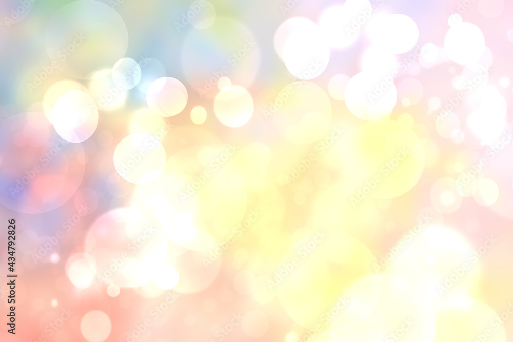 Abstract blurred vivid spring summer light delicate pastel yellow pink blue bokeh background texture with bright soft color circles and bokeh lights. Card concept. Beautiful backdrop illustration. Abstract blurred vivid spring summer light delicate pastel yellow pink blue bokeh background texture with bright soft color circles and bokeh lights. Card concept. Beautiful backdrop illustration.