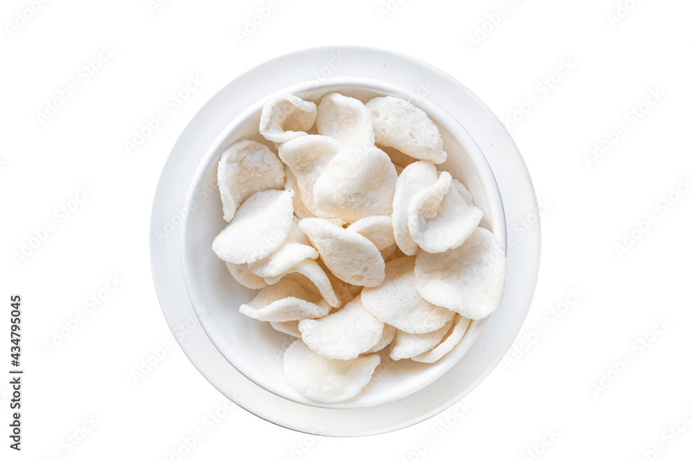 rice chips snack tapioca meal copy space food background rustic. top view diet vegan or vegetarian food rice chips snack tapioca meal copy space food background rustic. top view diet vegan or vegetarian food