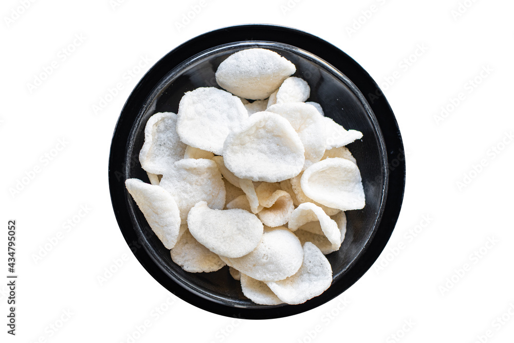 rice chips snack tapioca meal copy space food background rustic. top view diet vegan or vegetarian food rice chips snack tapioca meal copy space food background rustic. top view diet vegan or vegetarian food
