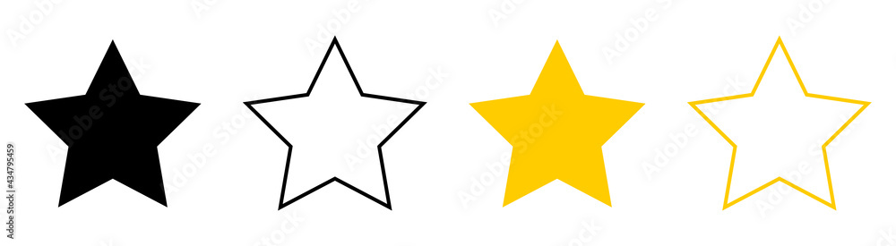 Stars collection icon.Yellow and Black set of Stars, isolated on white background.Star vector collection.Vector illustration Stars collection icon.Yellow and Black set of Stars, isolated on white background.Star vector collection.Vector illustration