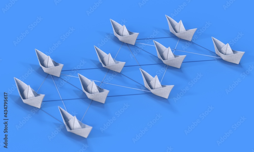 Management concept with origami boats. Management concept with origami boats.
