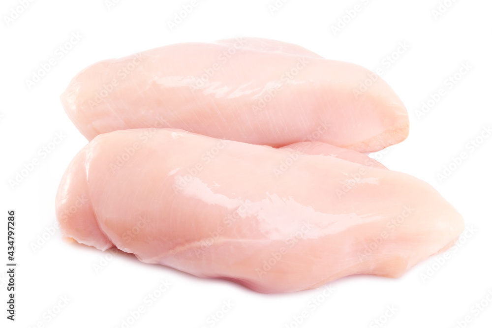 Fresh raw chicken breast fillet isolated on white background, clipping path Fresh raw chicken breast fillet isolated on white background, clipping path