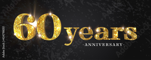 60 years anniversary vector icon, symbol, logo. Graphic background