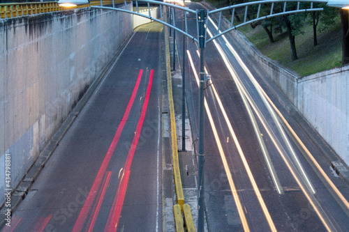 traffic on highway at night