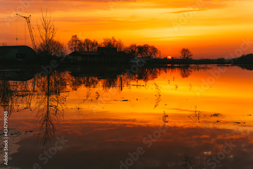 sunset over lake