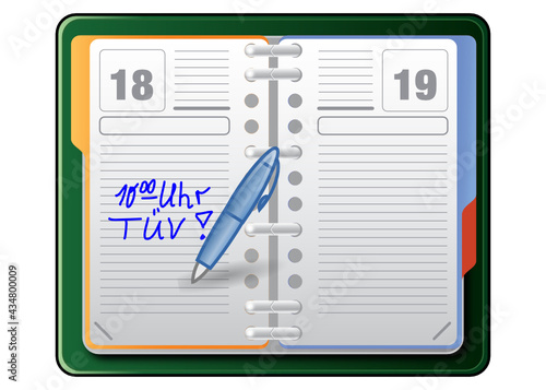 Termineintrag im Kalender für einen TÜV Termin