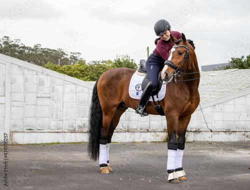 Dressage rider with her amazing Lusitano horse, Azores islands.
