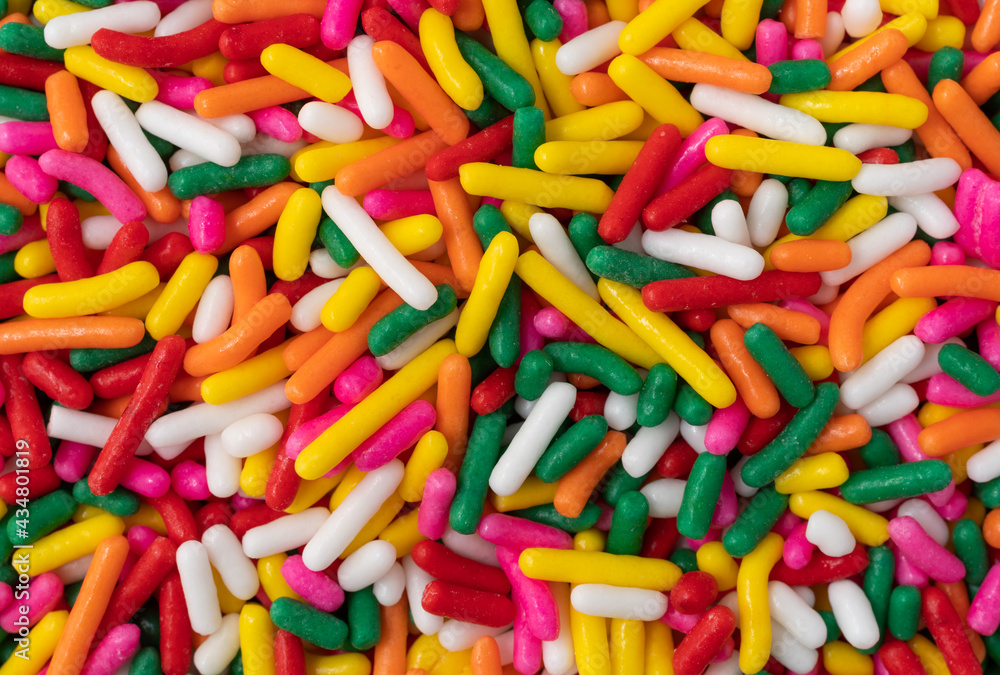 Close view of bright and colorful sugar sprinkles Close view of bright and colorful sugar sprinkles