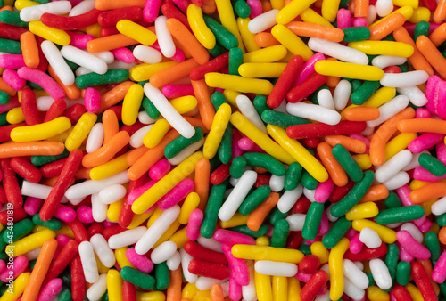 Close view of bright and colorful sugar sprinkles