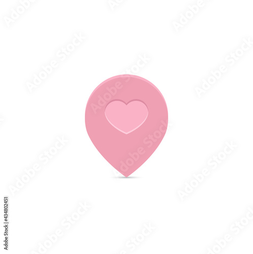 Pink love locator icon design. Navigation pin design. Pink love pin. You are here pin for a map. Vector illustration.
