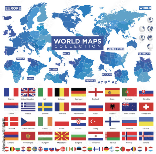 world map & flag