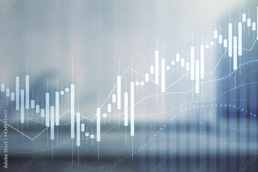 Multi exposure of virtual abstract financial diagram on contemporary business center exterior background, banking and accounting concept Multi exposure of virtual abstract financial diagram on contemporary business center exterior background, banking and accounting concept